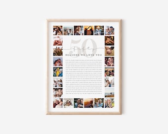 50 redenen waarom we van je houden aangepaste fotocollage | Waarom ik van je hou Fotocollage | Cadeau voor de 50e verjaardag van een vriend | Cadeau 50-jarig jubileum
