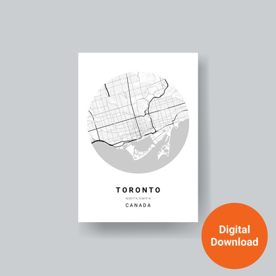 Printable Map Toronto . Map Print. Wall Art Minimalist. Etsy