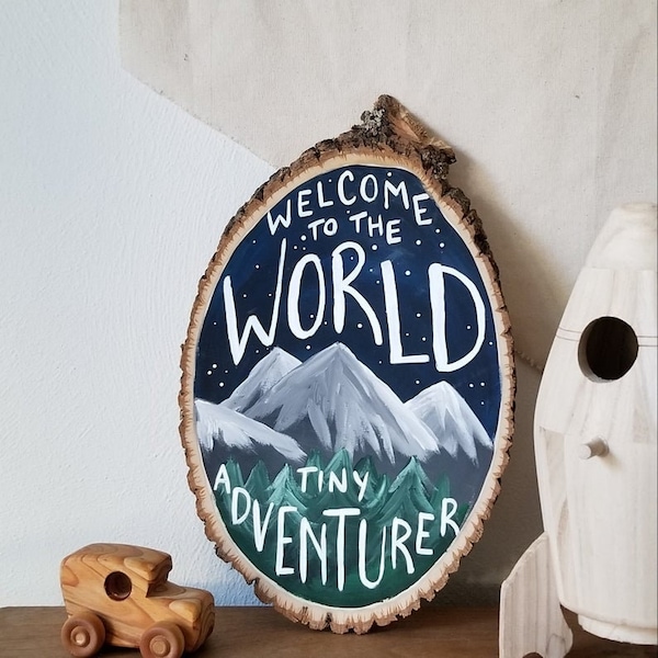 Mountain Nursery Decor Tiny Adventurer Forest Nursery Wall Art Adventure Nursery