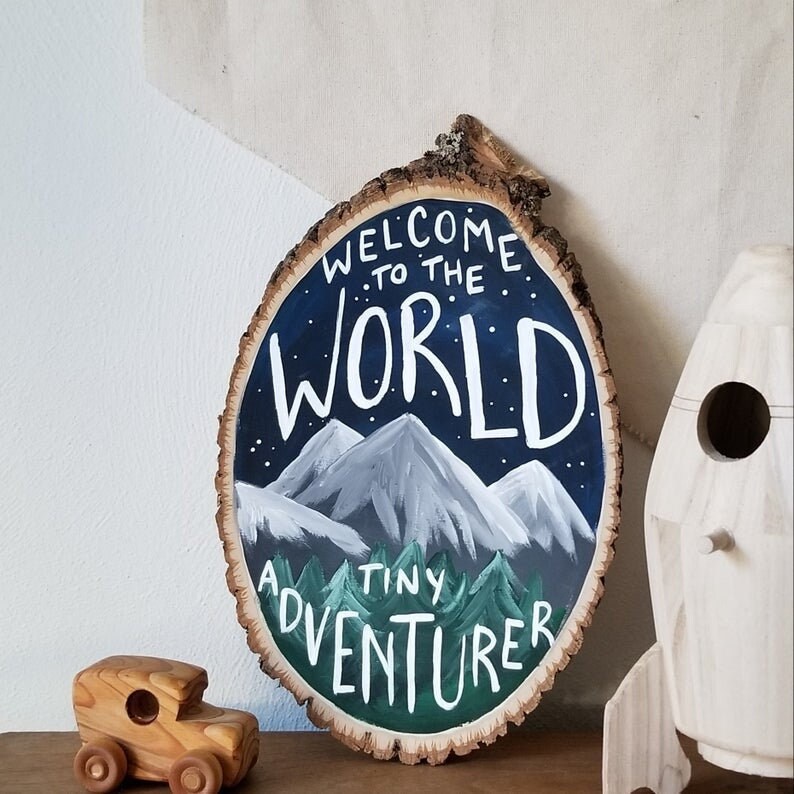 Forest Nursery Wall Art Tiny Adventurer Mountain Nursery Etsy