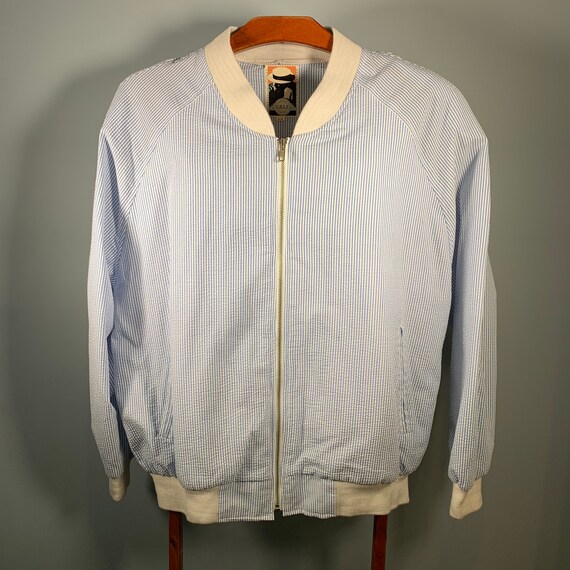 1950s style Men's Searsucker Pinstripe Zip Cardiga