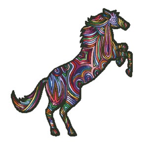 Abstract Horse Instant PDF Download Counted Cross Stitch Pattern