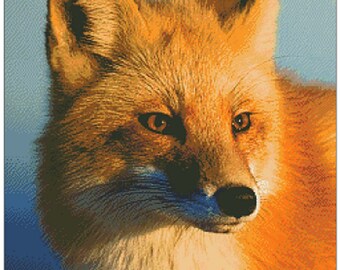 Fox Close Up Instant PDF Download Counted Cross Stitch Pattern