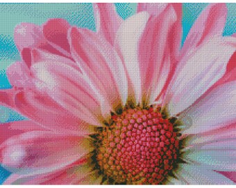 Pink Daisy Instant PDF Download Counted Cross Stitch Pattern
