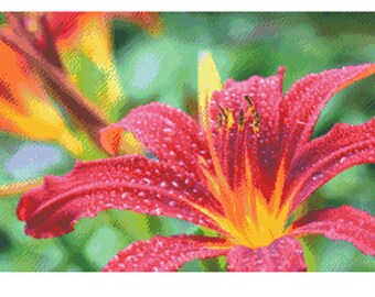 Red Lily Instant Download PDF Counted Cross Stitch Pattern