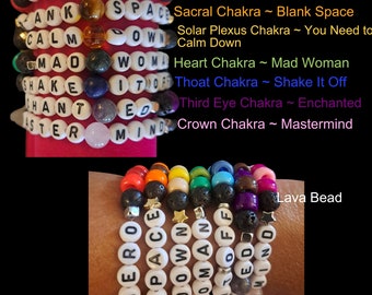 Taylor Swift * Swiftie * Elastic Friendship Bracelets Available in 7 Chakras or 5 Elements ~ Songs from Eras Tour Setlist