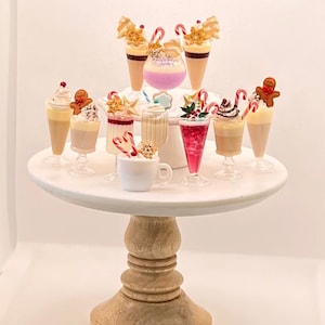 Miniature Fake Drinks, Miniature Christmas drinks, 1:6 scale Doll drinks, miniature holiday drinks, Faux fake drinks for dolls