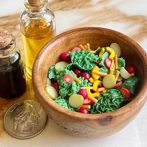 Miniature Salad Bowl - 1:6 Scale Salad bowl set - Salad Bowl FOR Blythe and Byers size dolls, 12 inch doll play food - dollhouse play food