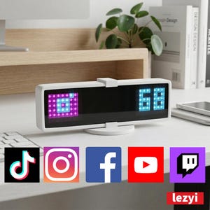 Lezyi Live Follower Counter for Instagram/Facebook/TikTok/YouTube/Twitch Full Colour Display Social Platform Social Media Counter