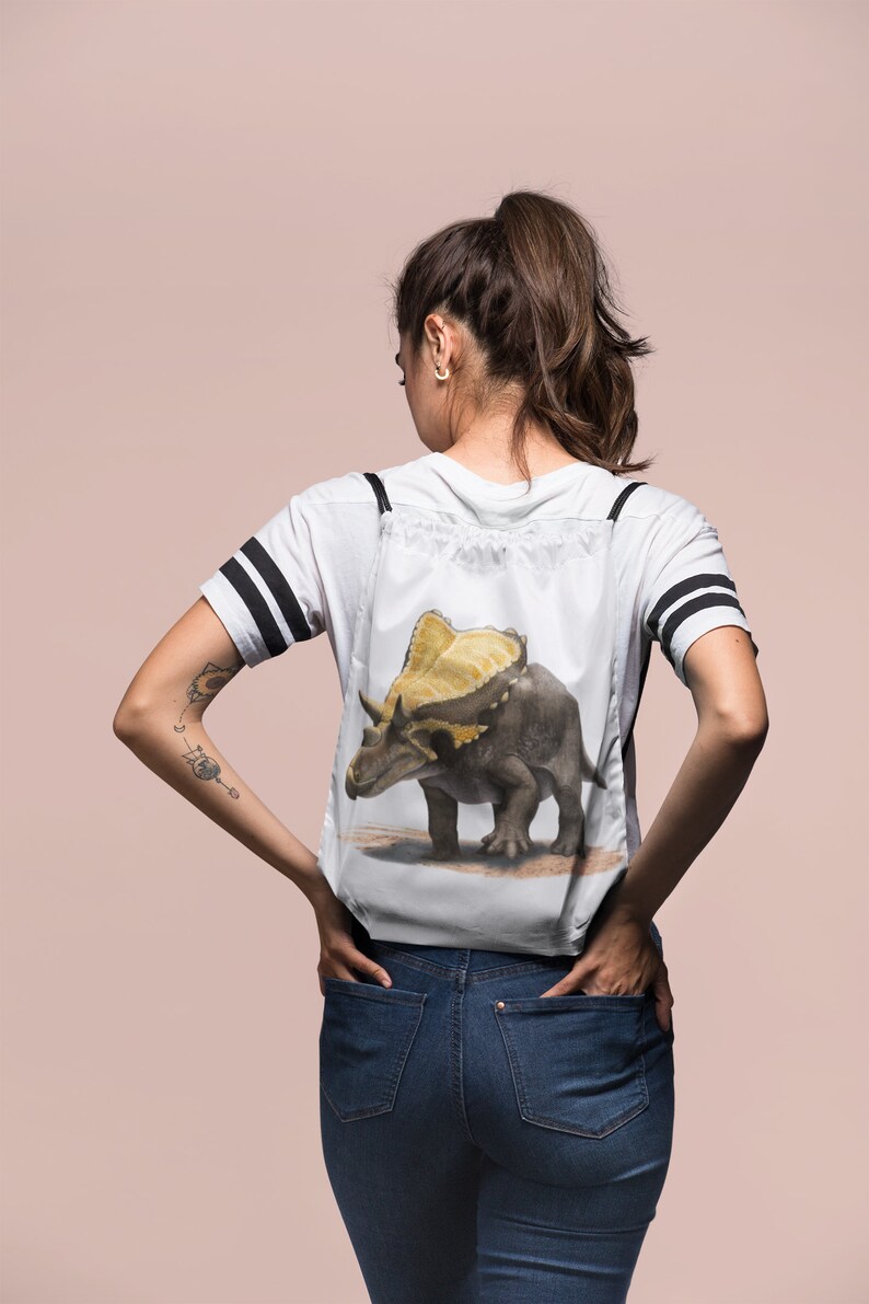 Dinosaur Bag For Kids Boys Girls Adults Women Men Birthday Dinosaur Gift Ideas For Dino Lovers Mercuriceratops Dinosaur Drawstring Bag