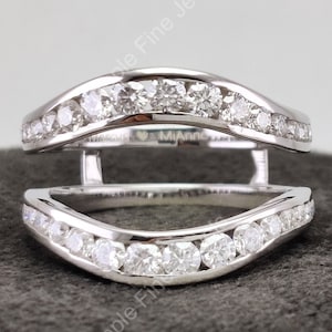 Double Curved Wedding Band, Moissanite Enhancer Ring, Engagement Ring Jacket, Ring Enhancers And Wraps, 925 Silver Chevron Ring Guard