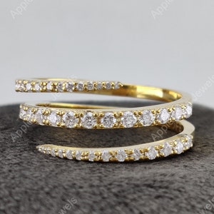Silver Rings For Women, Wrap Spiral Ring, Finger Wrap Ring, Wrap Around Ring, Coil Open Diamond Ring, Gold Plated Wedding Band Birthday Gift