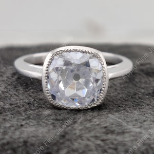 Old European Cut Ring, Old Mine Cushion Cut Engagement Ring, Vintage Ring For Women, Promise Ring For Girlfriend, Promise Ring For Her