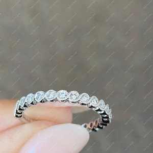 Moissanite Wedding Bands Women, Vintage Eternity Wedding Band, Anniversary Bands, Moissanite Band Ring, Promise Ring For Her, 925 Silver