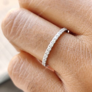 Moissanite Full Eternity Wedding Band, 2 mm Moissanite Stacking Ring, Matching Rings For Women, 925 Silver Band Ring, Anniversary Bands