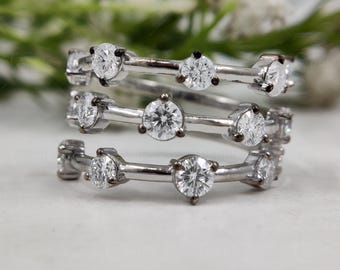 Spiral Moissanite Diamond Ring, 925 Sterling Silver Wrap Ring, Open Cuff Coil Rings For Women, Swirl Statement Ring, Spiral Wedding Ring