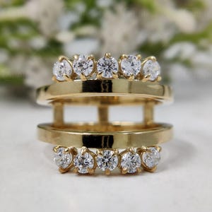 Ringversterkers en wraps, Moissaniet ringversterker, dubbele trouwring dames zilver, ringbeschermer Enhancer Wrap, unieke wraps voor ringen,