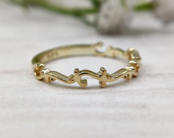 Art Deco 14k Gold Wedding Band, Vintage Stacking Ring