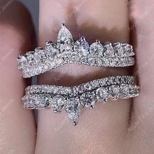 Double Curved Wedding Band Moissanite Ring Enhancers and Etsy