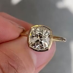 Old Mine Cushion Cut Solitaire Engagement Ring, Art Deco Vintage Rings For Women, Antique Old European Diamond Ring, Unique Proposal Ring