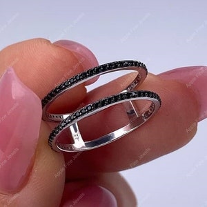 Ring Enhancers And Wraps, Black Moissanite Ring Enhancer, Black Diamond Double Wedding Band Women, Ring Jacket, Silver Engagement Ring Guard