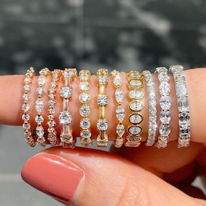 Vintage Ehering Frauen, voller Eternity Ring, einzigartige stapelbare Ringe für Frauen, Art-Deco-Versprechensring für sie, Silberjubiläumsring