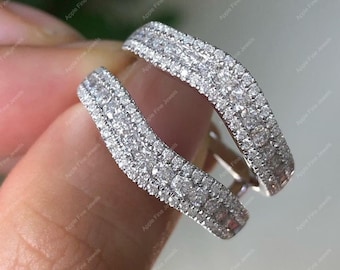 Doppelt geschwungener Ehering, Moissanite Ringverstärkungen Und Wraps, Art Deco-Enhancerring, Vintage Ringschutz, Einzigartige Ringjacke Wrap