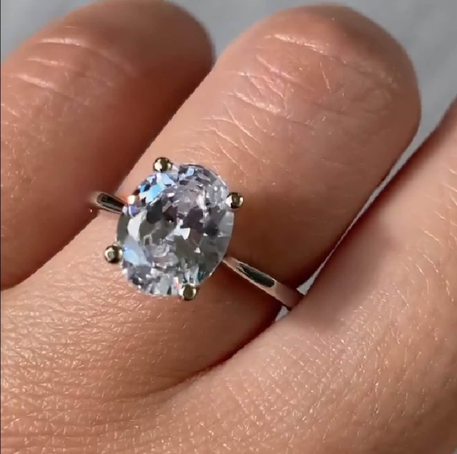 Oval Diamond Hidden Halo Engagement Ring Single Stone Ring Etsy