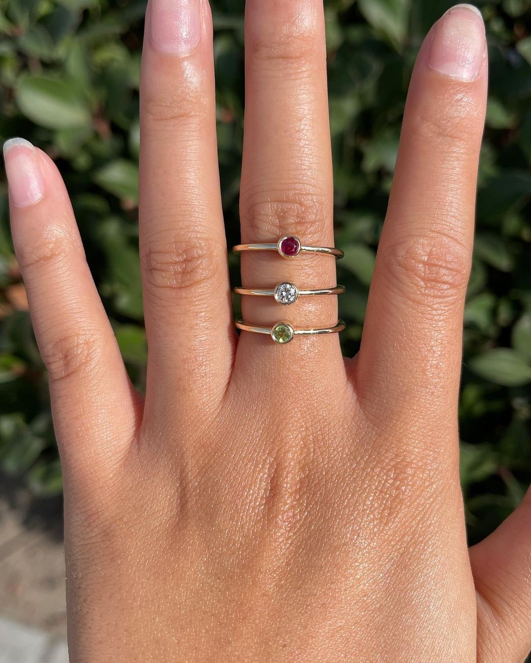 Birthstone Rings for Women 10k 14k Gold Mothers Ring Minimalist Birthstone Ring Custom Gemstone Ring Personalized Gifts for Daughter