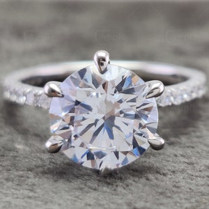 2 Carat Round Moissanite Solitaire Ring, 925 Sterling Silver Classic Engagement Ring, Promise Rings For Women, Travel Propose Ring