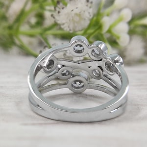 Crossover Bezel Set Ring, Moissanite Scatter Ring, Multi Stone Bubble ...