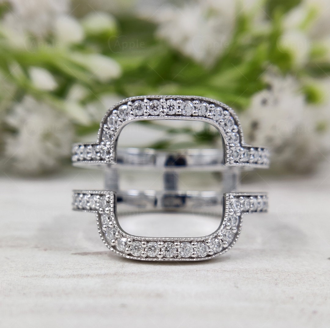 Customizable Ring Enhancer, Rectangle Moissanite Diamond Engagement ...