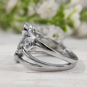Crossover Bezel Set Ring, Moissanite Scatter Ring, Multi Stone Bubble ...