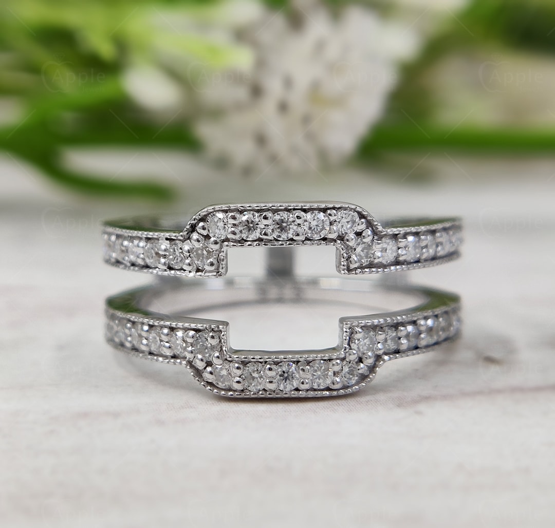 Square Stone Ring Enhancers and Wraps Moissanite Ring Enhancer Princess Cut Asscher Cut Enagegement Ring Jacket Wedding Ring Guard Etsy UK