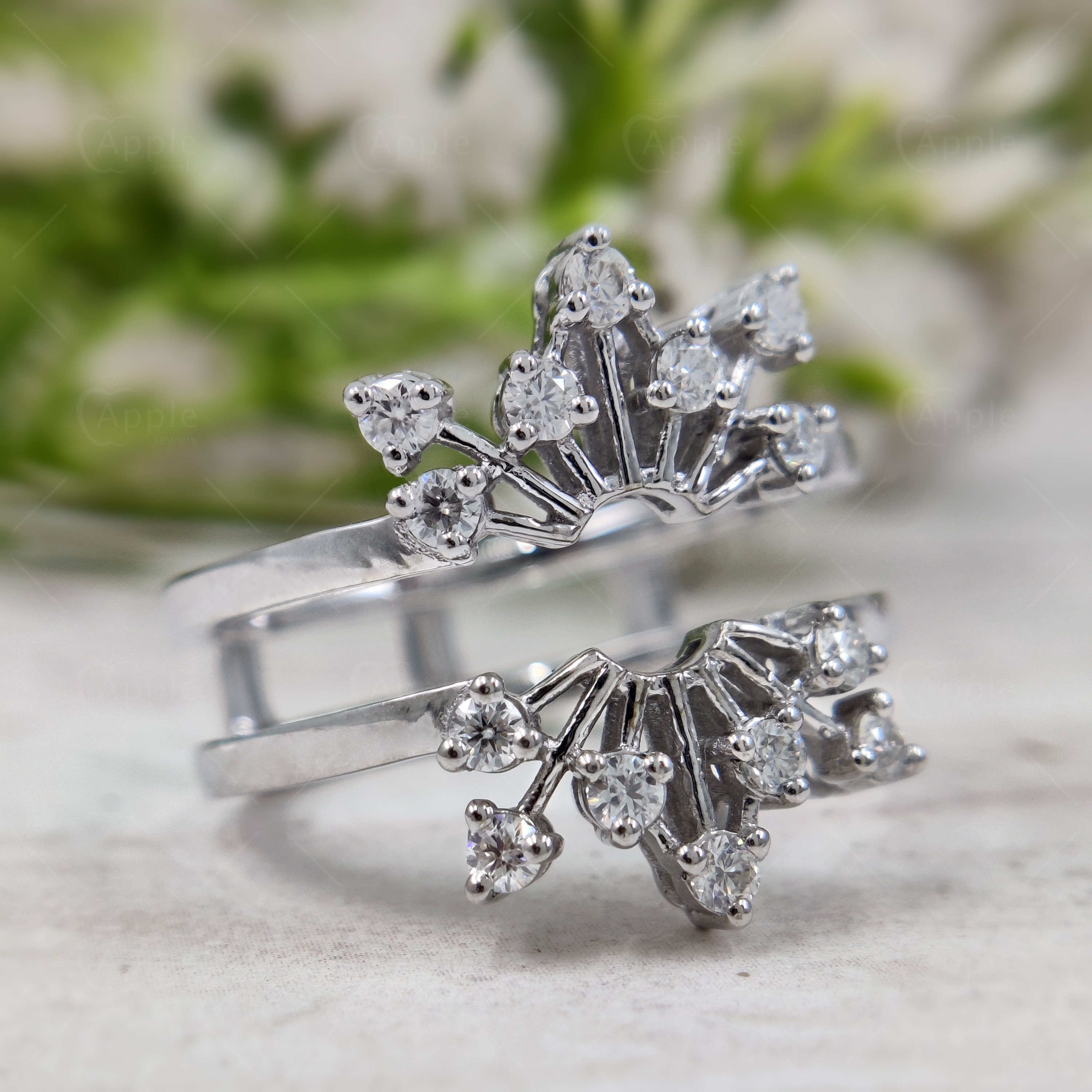 Art Deco Vintage Ring Enhancers and Wraps, 10K White Gold Ring Jacket Art Deco Vintage Ring Enhancers and Wraps, 10K White Gold Ring Jacket