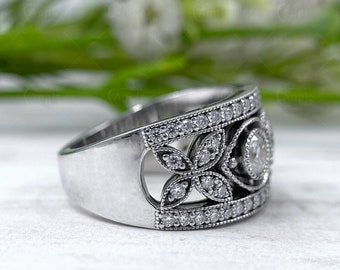 【vintage】大ぶり　ファッションリング　35点　まとめ売り Art Deco Vintage Wedding Bands for Women, Milgrain Wide