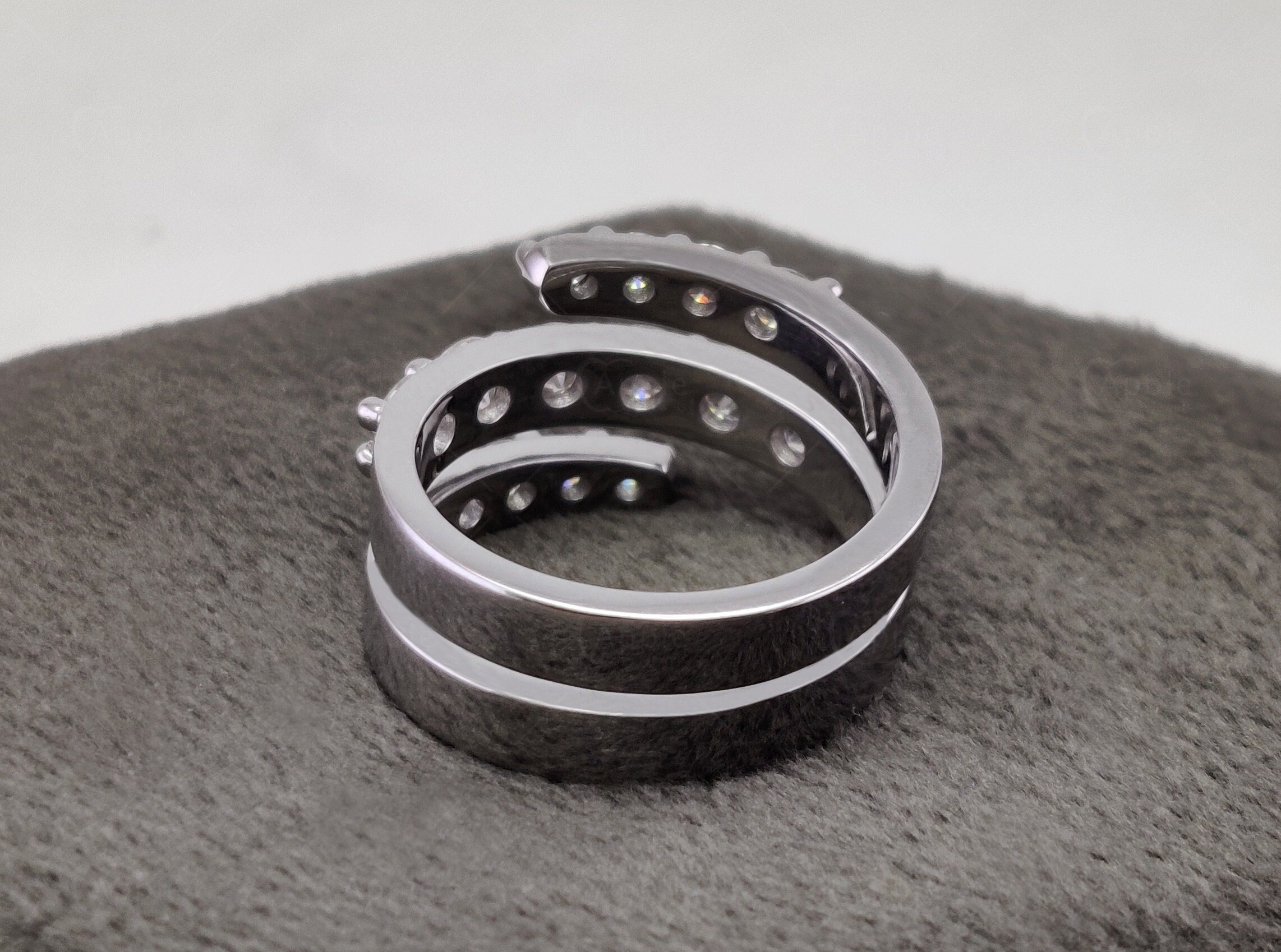 Silver Spiral Diamond Ring, Wrap Spiral Ring, Finger Wrap