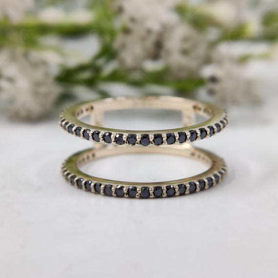 Black Moissanite Round Cut Wedding Ring Enhancers and Wraps