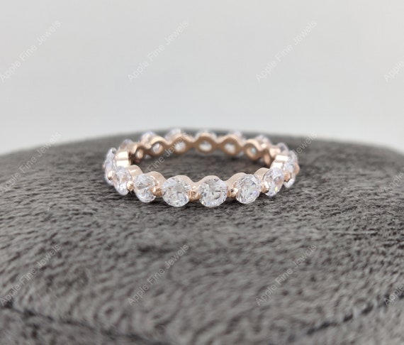 Moissanite Wedding Band For Women - 925 Sterling Silver Stackable Eternity Ring Size 4-10, 0.4ct Sparkling Stones
