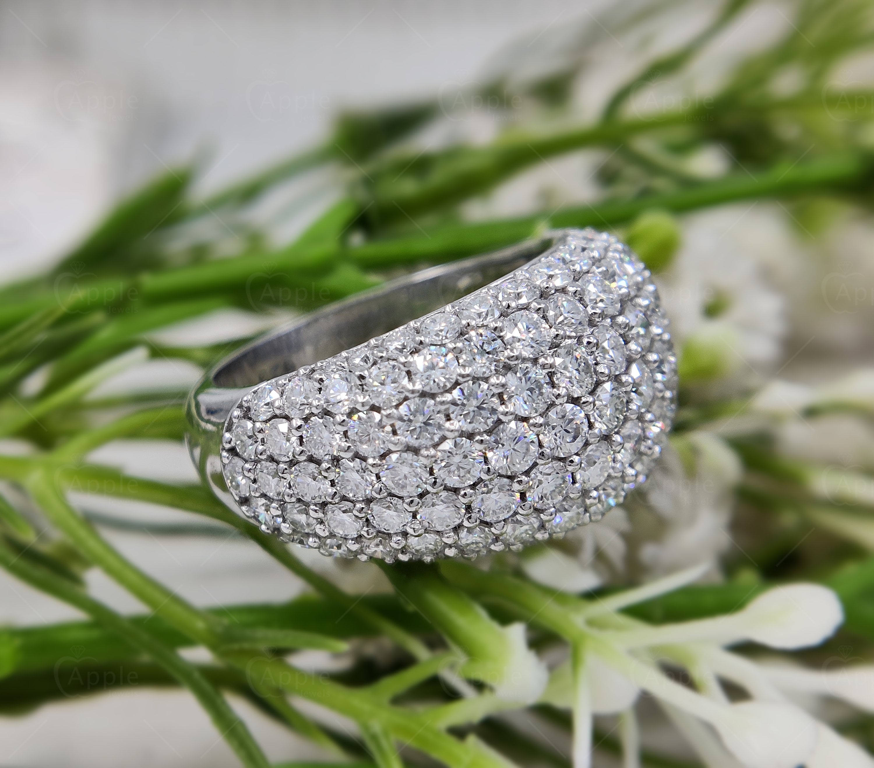 Moissanite Dome Ring, Chunky 925 Silver Cluster Ring - Etsy
