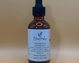 Organic Tremella Mushroom Tincture | Herbal Extract | Vegan Natural Supplement | Skin Care & Wellness Ritual | Plant-Based Beauty Booster