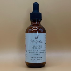 Hibiscus Herbal Tincture | Organic Liquid Extract | Small Batch Alcohol-Based Drops | Herbal Wellness | Concentrated Extract | Flower
