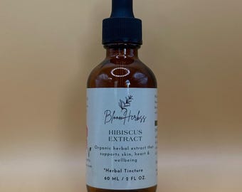 Organic Hibiscus Extract (2oz.) | Concentrated Herbal Extract | Herbal Tincture | Hibiscus Flower Tincture