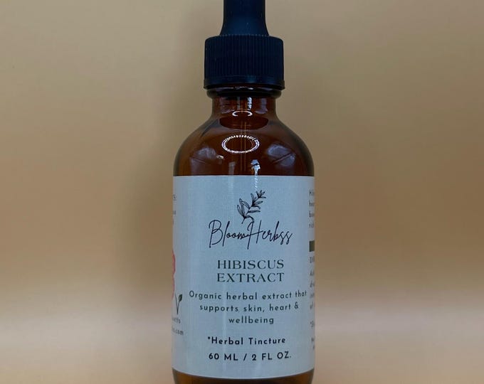 Organic Hibiscus Extract (2oz.) | Concentrated Herbal Extract | Herbal Tincture | Hibiscus Flower Tincture