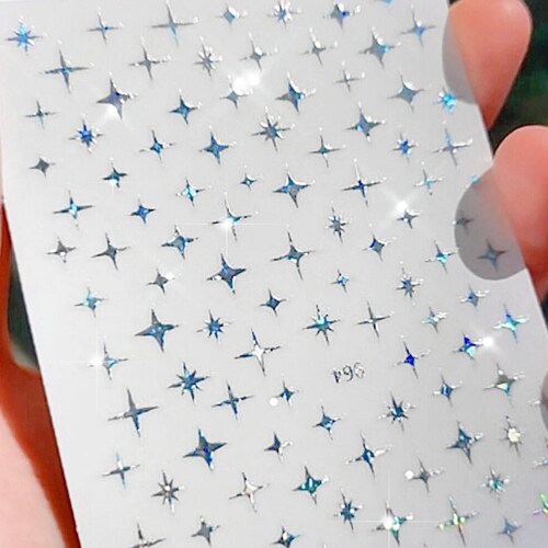 1 Sheet Holographic Iridescent Glitter Stars Nail Art Sticker Etsy