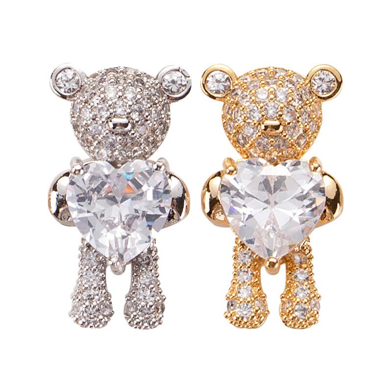 1 Piece Gold Silver Teddy Bear Love Heart Cute Diamond | Etsy