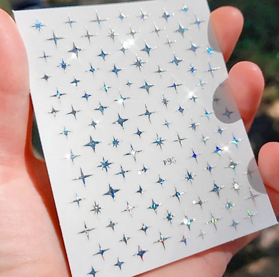 1 Sheet Holographic Iridescent Glitter Stars Nail Art Sticker - Etsy