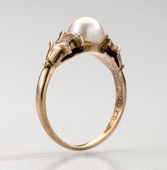 Danish Gold Ring with a Pearl by Evald Nielsen