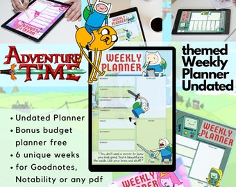 Adventure Time themed weekly planner digital template undated 6 weeks Goodnotes and iPad Compatible, or Notability. Boost your productivity
