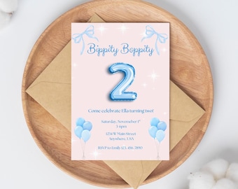 Bippity Boppity Two, 2nd Birthday Party Invitation